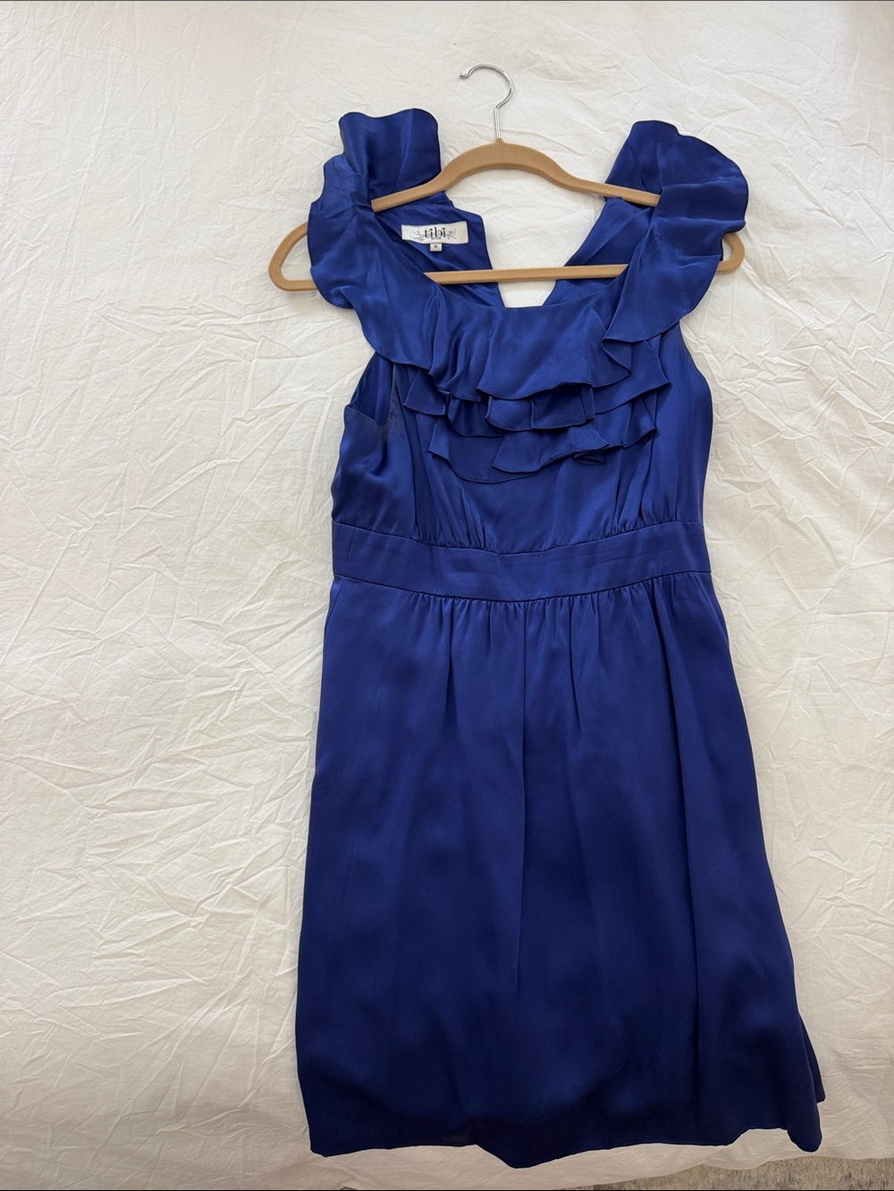 Tibi Royal Blue Ruffled Midi Dress